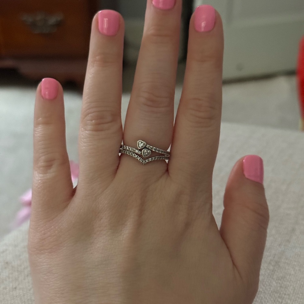 Pandora Silver Ring Stack Size 7.5
